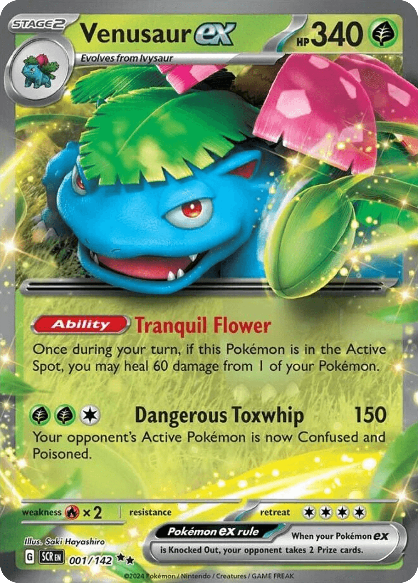 Venusaur ex z edície Stellar Crown, karta č.1