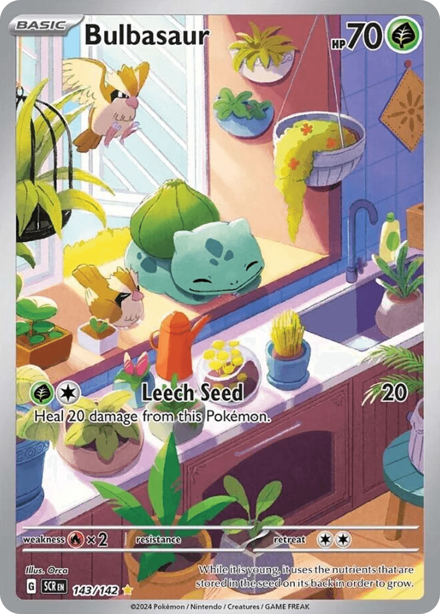 Bulbasaur z edície Stellar Crown, karta č.143