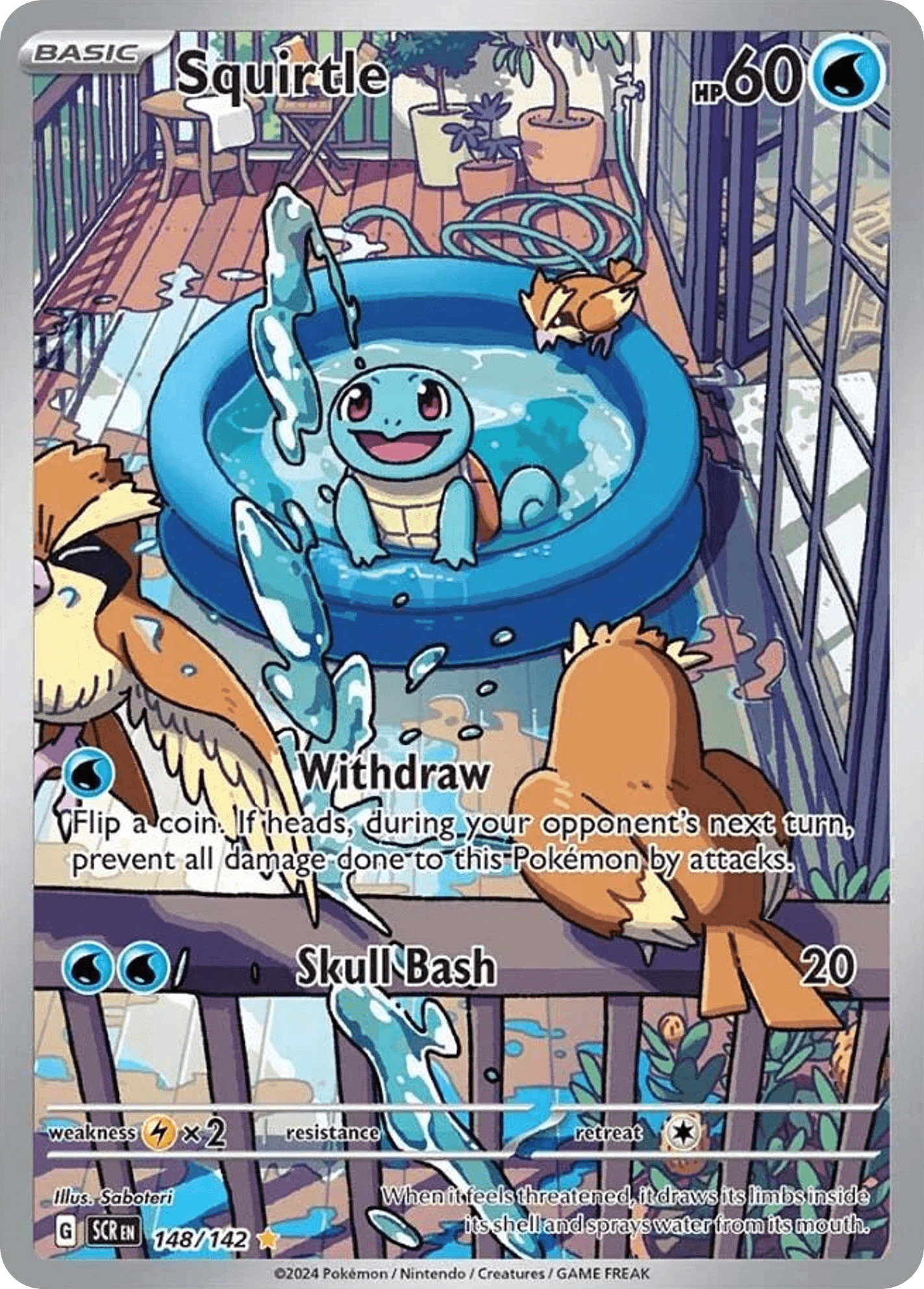 Squirtle z edície Stellar Crown, karta č.148