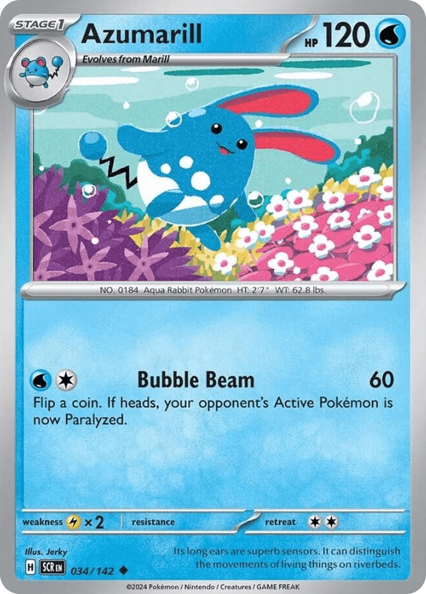 Azumarill z edície Stellar Crown, karta č.34