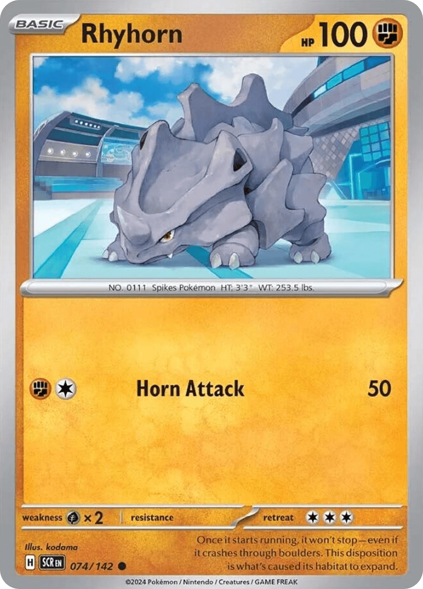 Rhyhorn z edície Stellar Crown, karta č.74