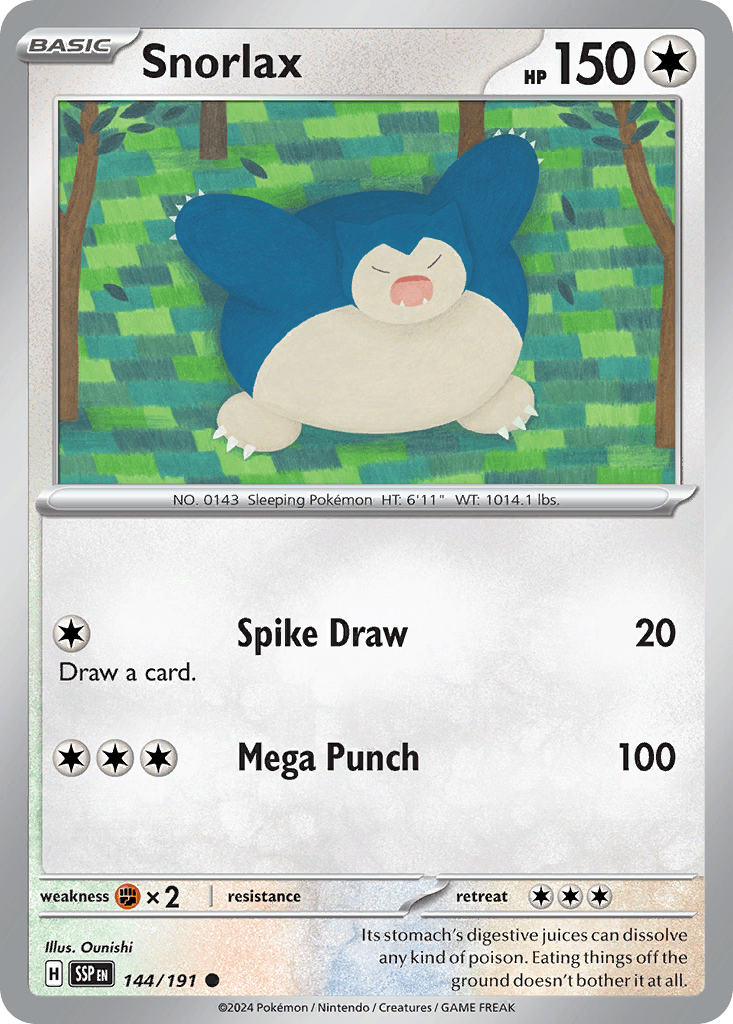 Snorlax z edície Surging Sparks, karta č.144
