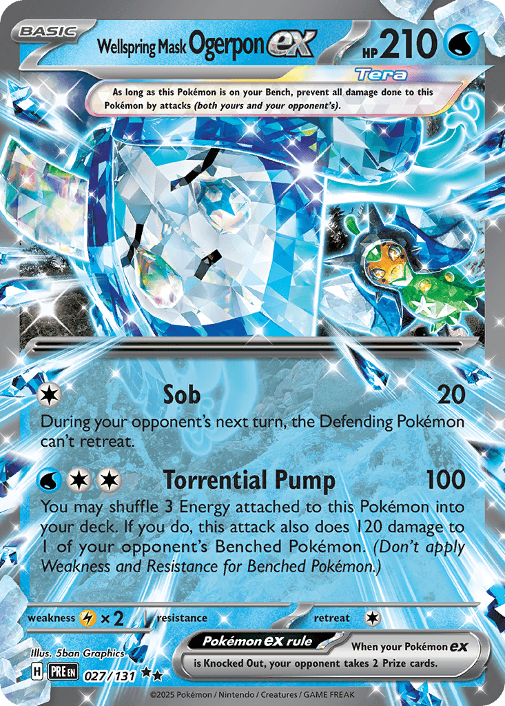 Wellspring Mask Ogerpon ex z edície Prismatic Evolutions, karta č.27