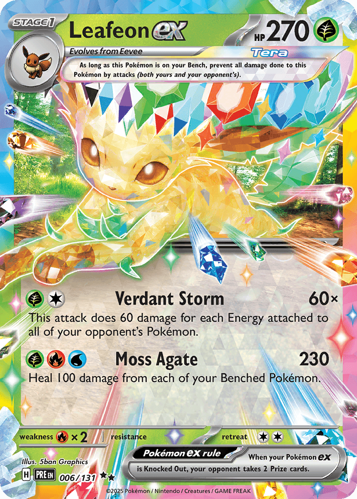 Leafeon ex z edície Prismatic Evolutions, karta č.6