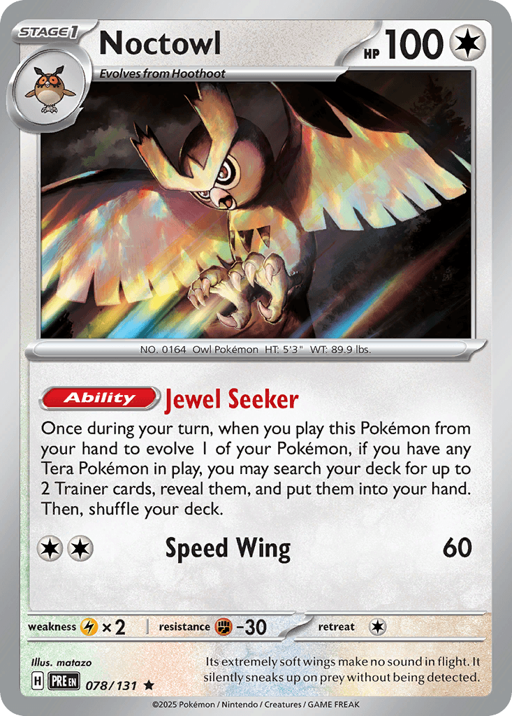 Noctowl z edície Prismatic Evolutions, karta č.78