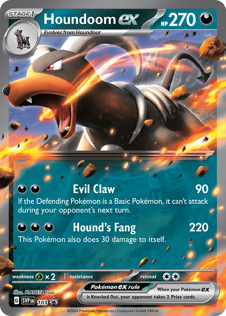 Houndoom ex z edície Scarlet & Violet Black Star Promos, karta č.103