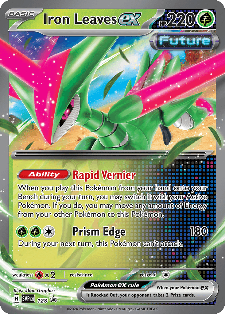 Iron Leaves ex z edície Scarlet & Violet Black Star Promos, karta č.128