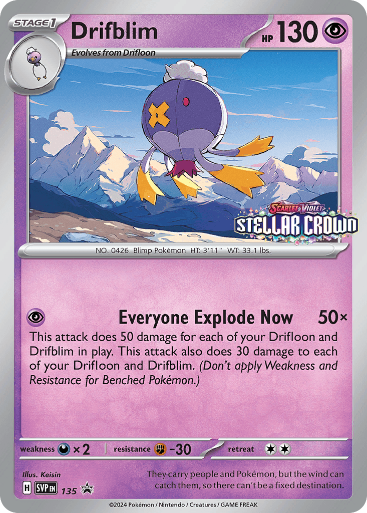 Drifblim z edície Scarlet & Violet Black Star Promos, karta č.135