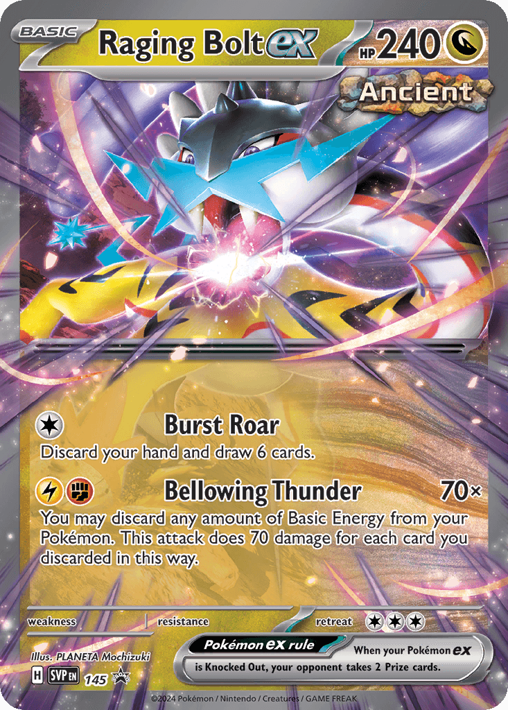 Raging Bolt ex z edície Scarlet & Violet Black Star Promos, karta č.145