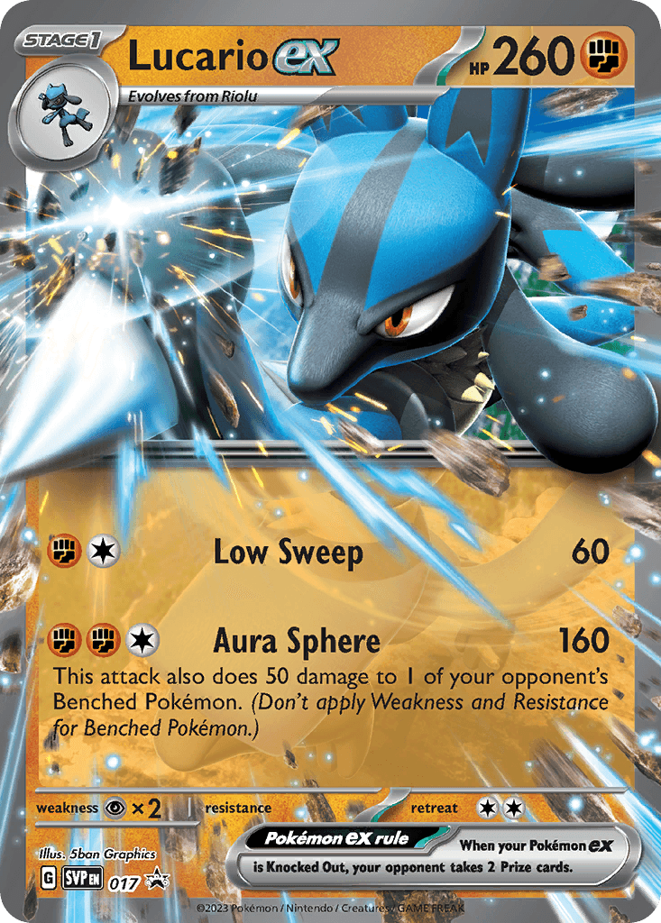 Lucario ex z edície Scarlet & Violet Black Star Promos, karta č.17
