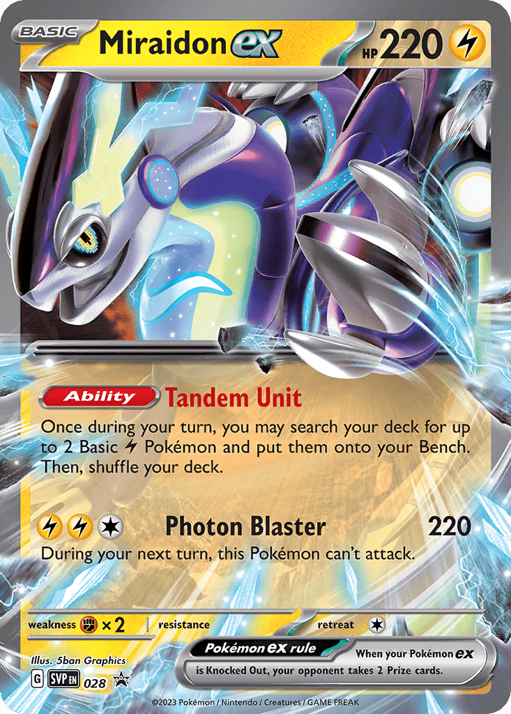 Miraidon ex z edície Scarlet & Violet Black Star Promos, karta č.28