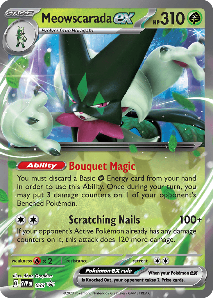 Meowscarada ex z edície Scarlet & Violet Black Star Promos, karta č.33