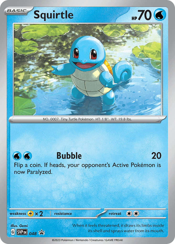 Squirtle z edície Scarlet & Violet Black Star Promos, karta č.48