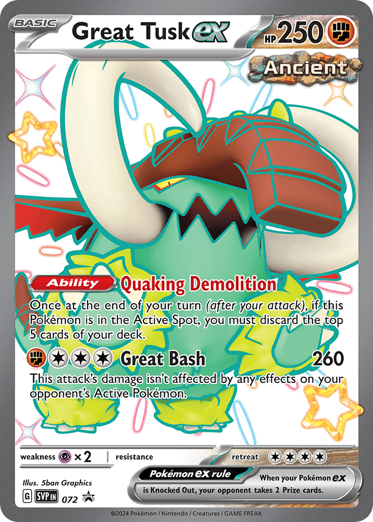 Great Tusk ex z edície Scarlet & Violet Black Star Promos, karta č.72