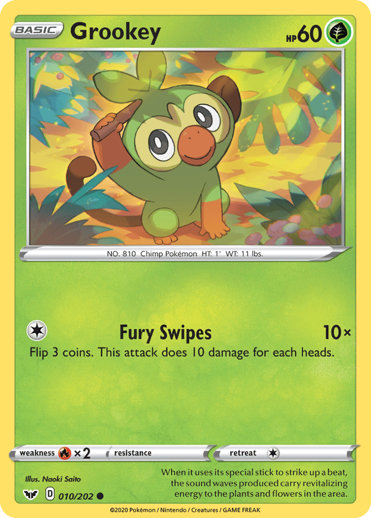 Grookey z edície Sword & Shield, karta č.10