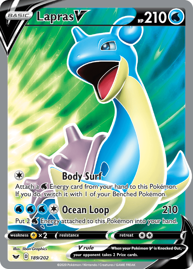 Lapras V z edície Sword & Shield, karta č.189