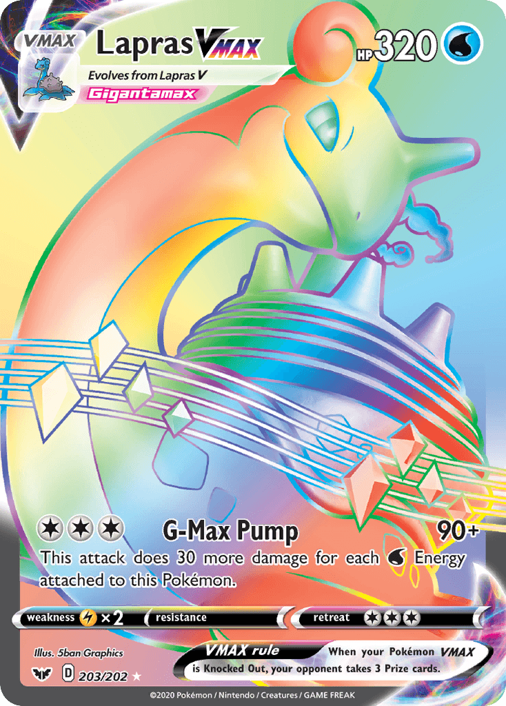 Lapras VMAX z edície Sword & Shield, karta č.203
