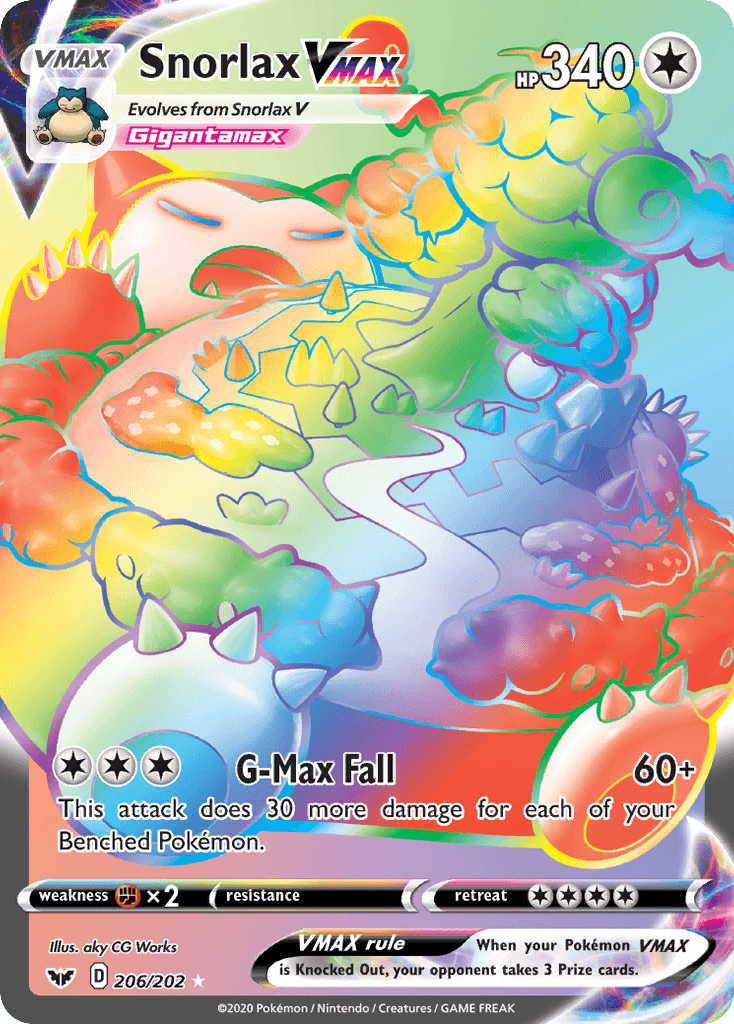 Snorlax VMAX z edície Sword & Shield, karta č.206