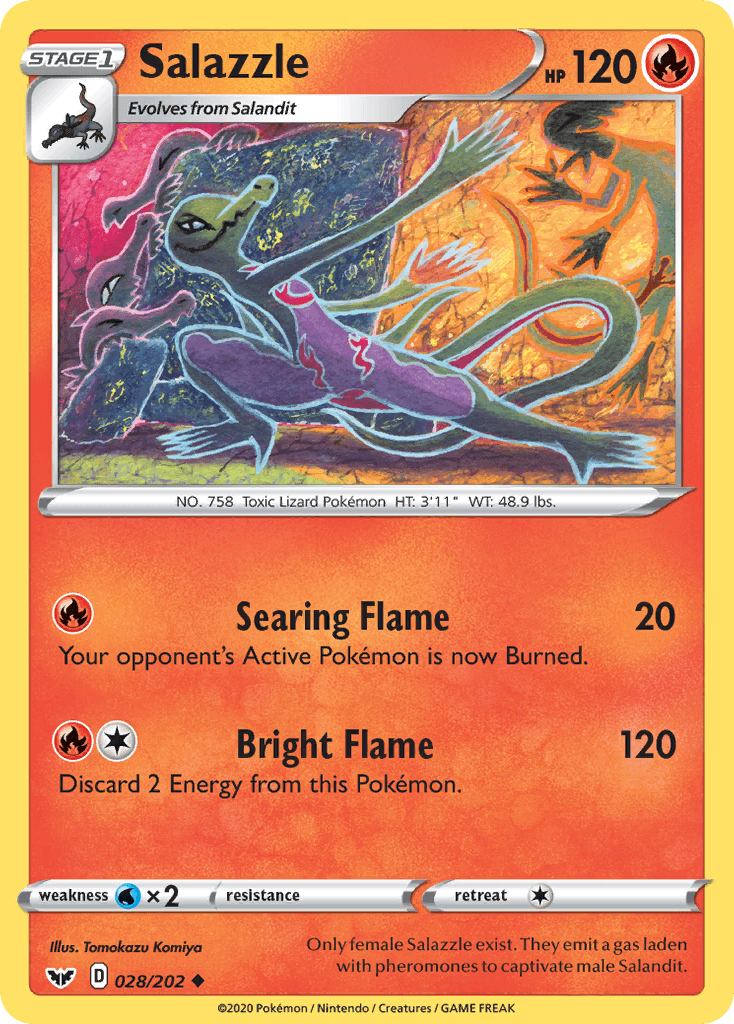 Salazzle z edície Sword & Shield, karta č.28