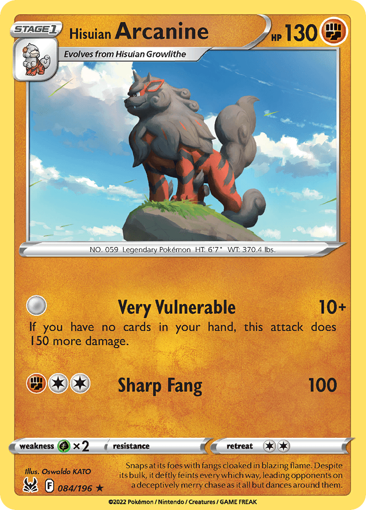Hisuian Arcanine z edície Lost Origin, karta č.84