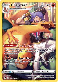 Charizard z edície Lost Origin Trainer Gallery, karta č.TG03