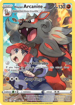 Hisuian Arcanine z edície Lost Origin Trainer Gallery, karta č.TG08
