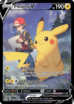 Pikachu V z edície Lost Origin Trainer Gallery, karta č.TG16