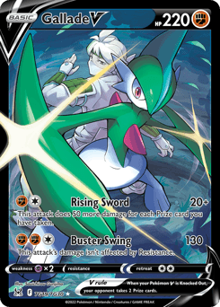 Gallade V z edície Lost Origin Trainer Gallery, karta č.TG19
