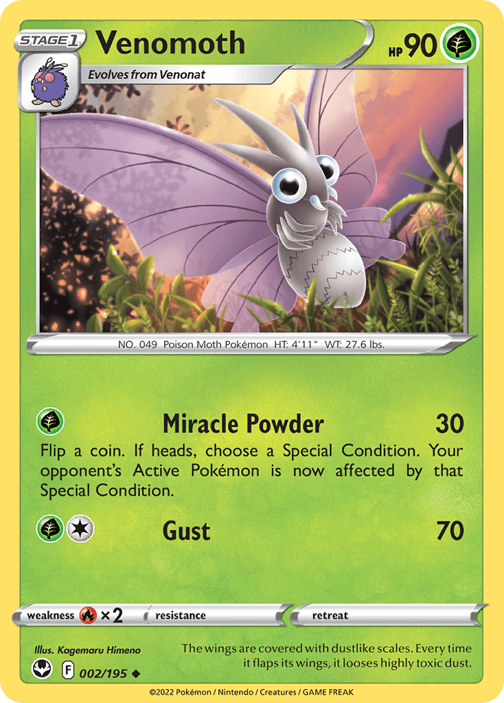 Venomoth z edície Silver Tempest, karta č.2