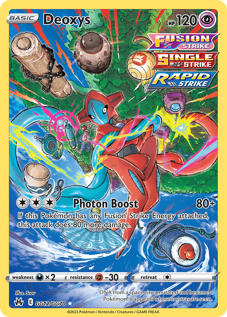 Deoxys z edície Crown Zenith Galarian Gallery, karta č.GG12