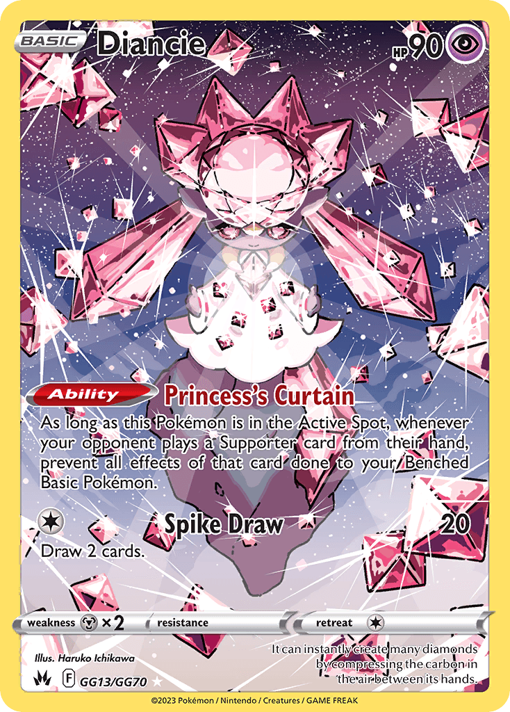 Diancie z edície Crown Zenith Galarian Gallery, karta č.GG13