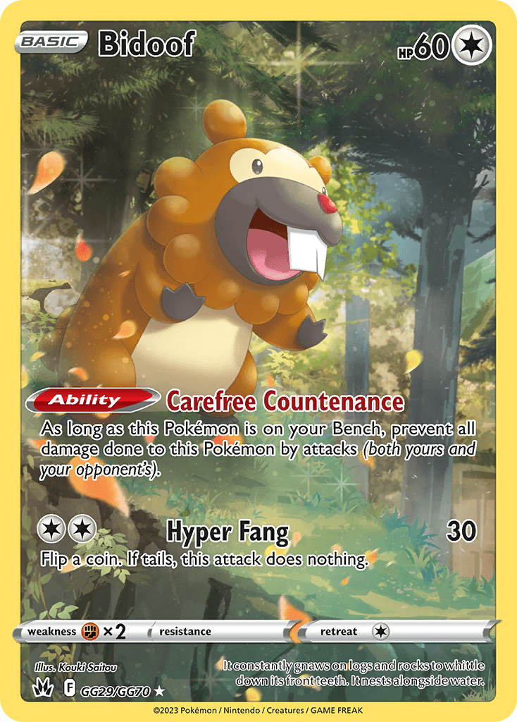 Bidoof z edície Crown Zenith Galarian Gallery, karta č.GG29