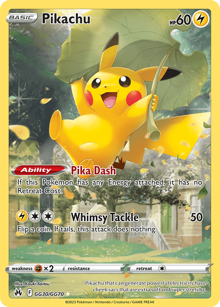 Pikachu z edície Crown Zenith Galarian Gallery, karta č.GG30