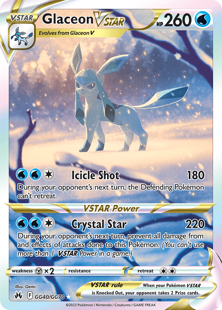 Glaceon VSTAR z edície Crown Zenith Galarian Gallery, karta č.GG40