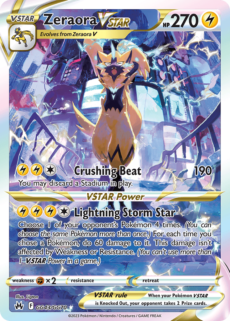 Zeraora VSTAR z edície Crown Zenith Galarian Gallery, karta č.GG43