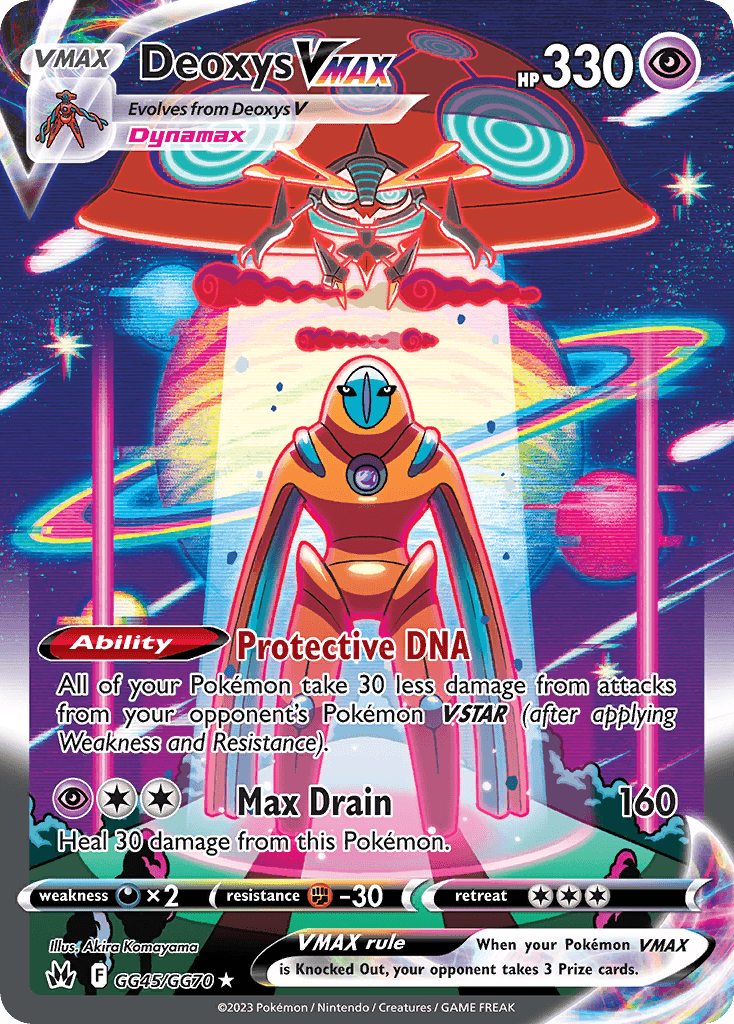 Deoxys VMAX z edície Crown Zenith Galarian Gallery, karta č.GG45