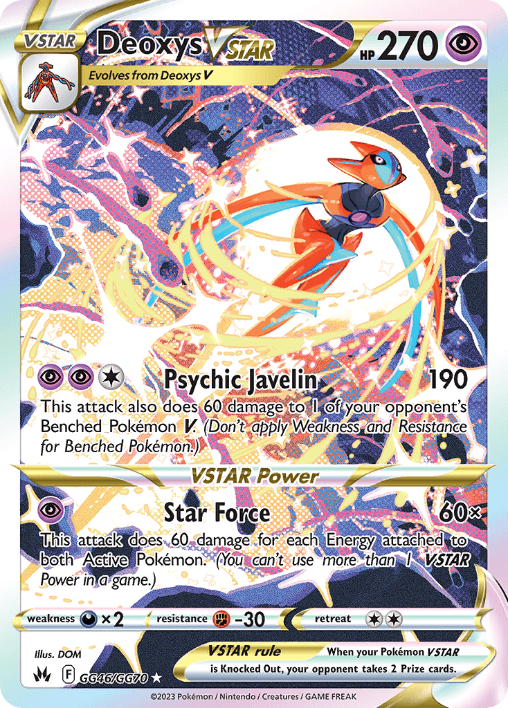 Deoxys VSTAR z edície Crown Zenith Galarian Gallery, karta č.GG46