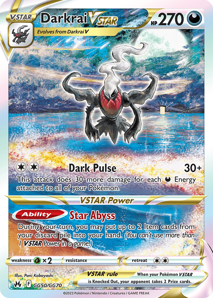 Darkrai VSTAR z edície Crown Zenith Galarian Gallery, karta č.GG50