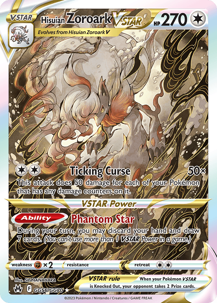 Hisuian Zoroark VSTAR z edície Crown Zenith Galarian Gallery, karta č.GG56