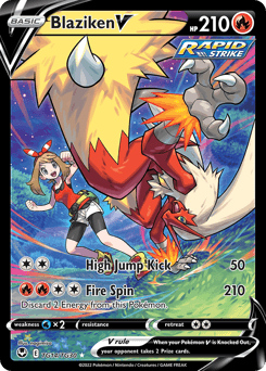 Blaziken V z edície Silver Tempest Trainer Gallery, karta č.TG14