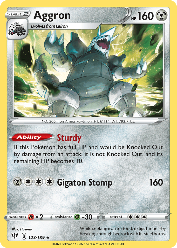 Aggron z edície Darkness Ablaze, karta č.123