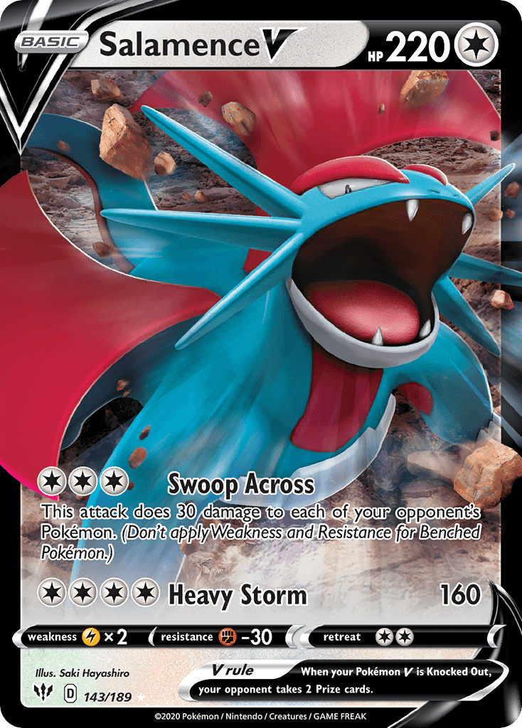 Salamence V z edície Darkness Ablaze, karta č.143