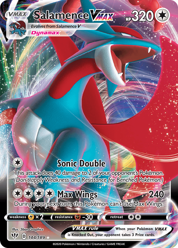 Salamence VMAX z edície Darkness Ablaze, karta č.144