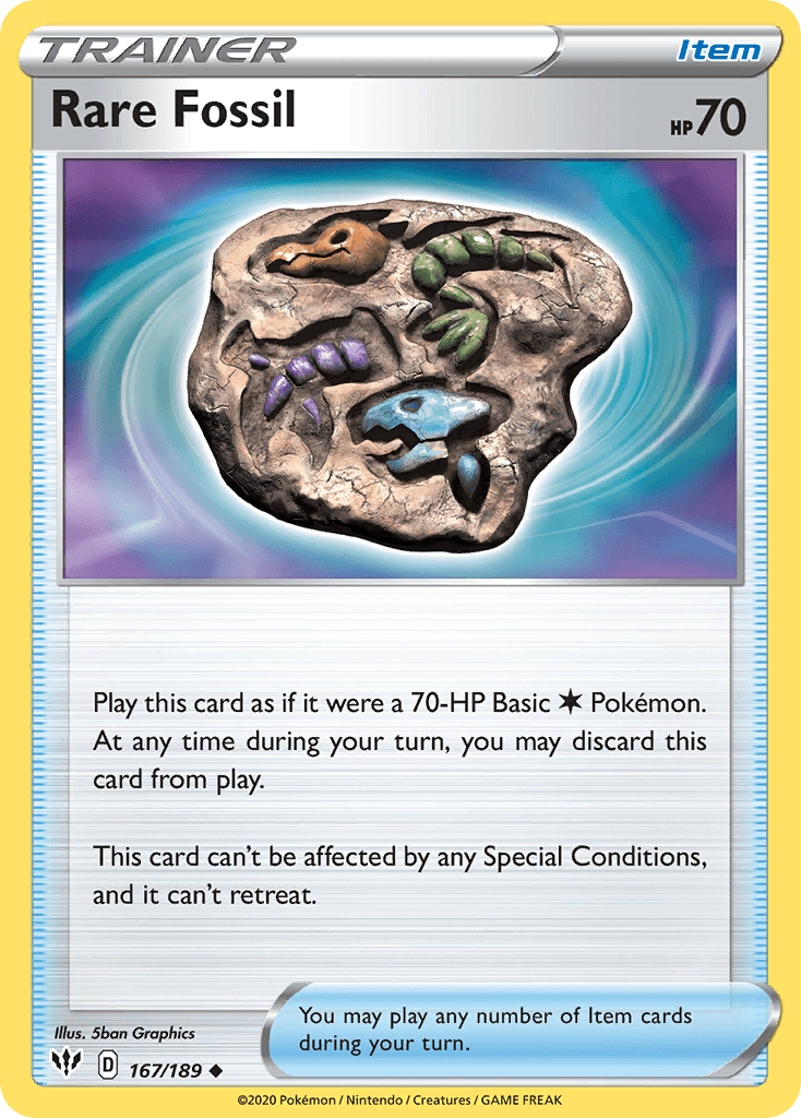 Rare Fossil z edície Darkness Ablaze, karta č.167