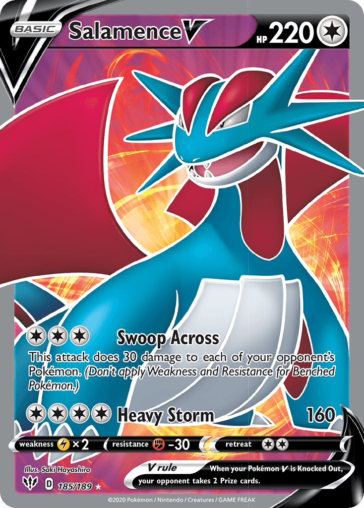 Salamence V z edície Darkness Ablaze, karta č.185