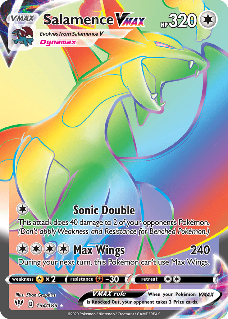 Salamence VMAX z edície Darkness Ablaze, karta č.194