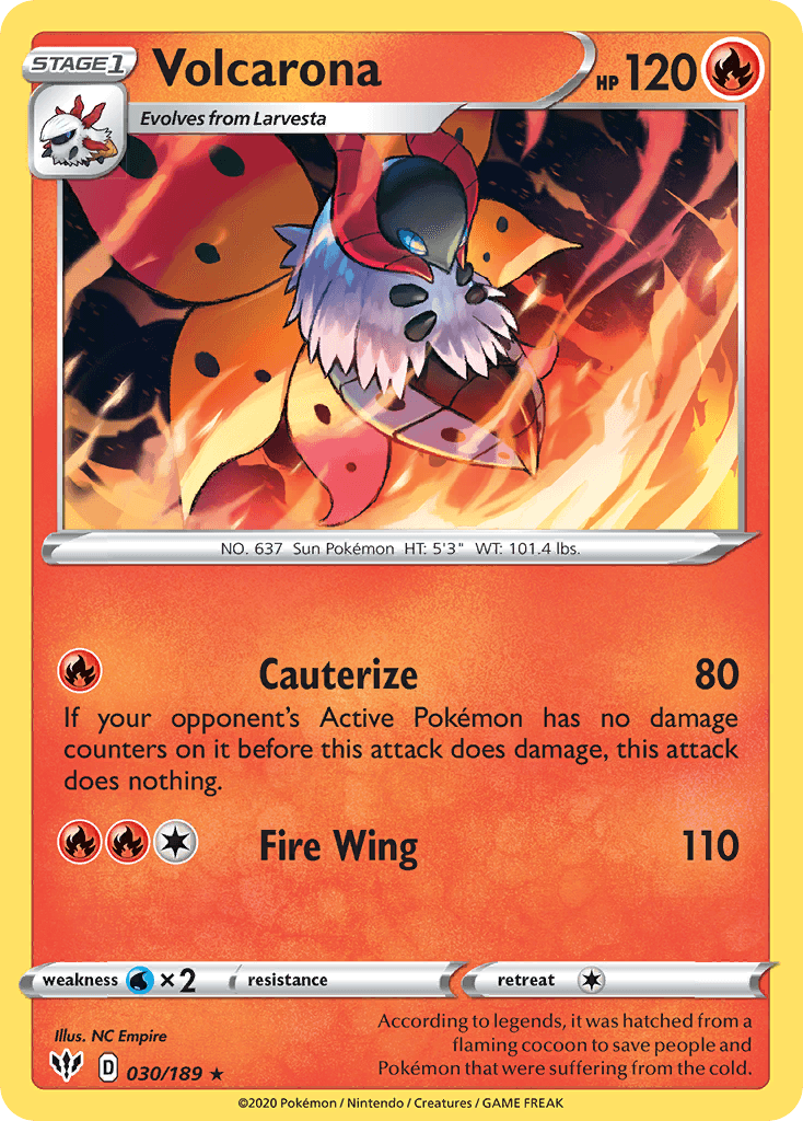 Volcarona z edície Darkness Ablaze, karta č.30