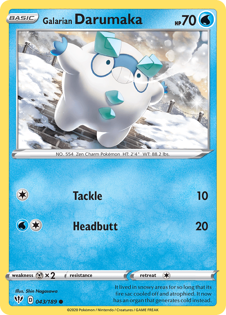Galarian Darumaka z edície Darkness Ablaze, karta č.43