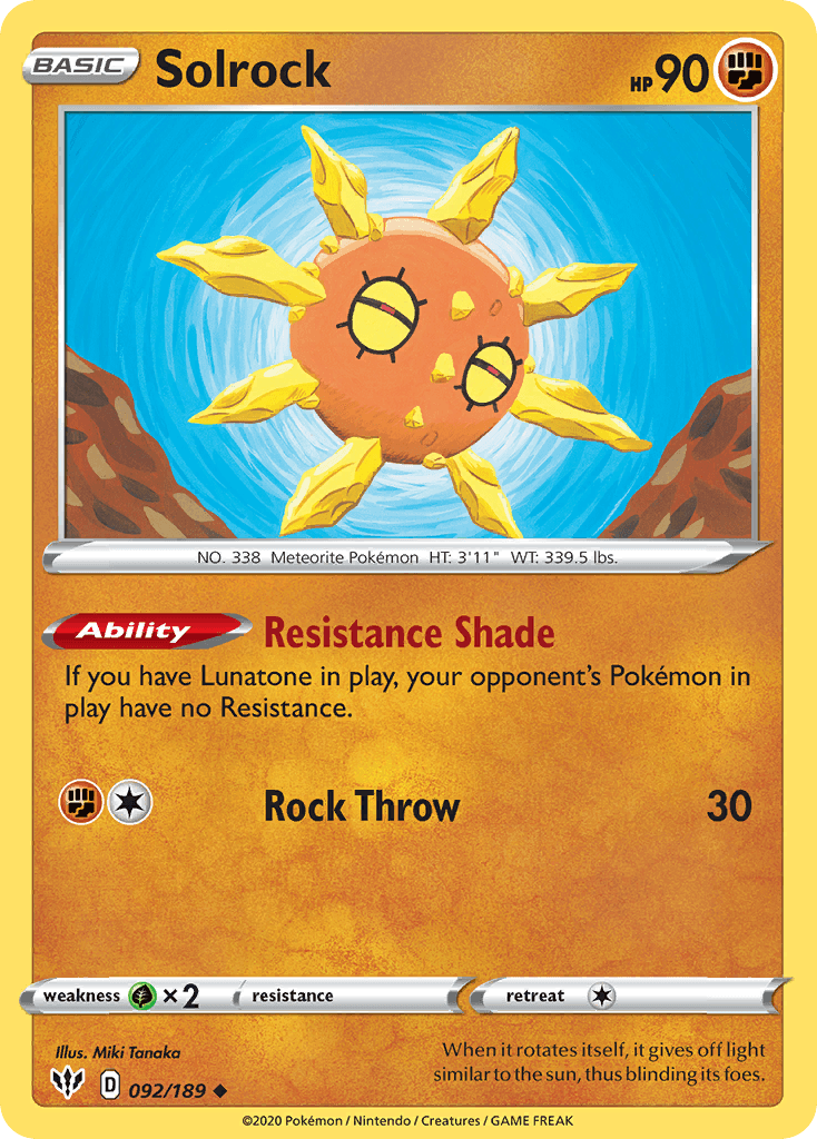 Solrock z edície Darkness Ablaze, karta č.92