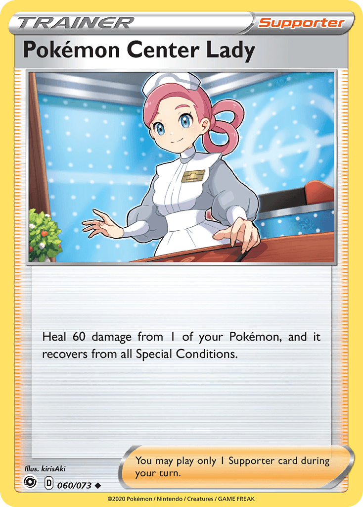 Pokémon Center Lady z edície Champion's Path, karta č.60